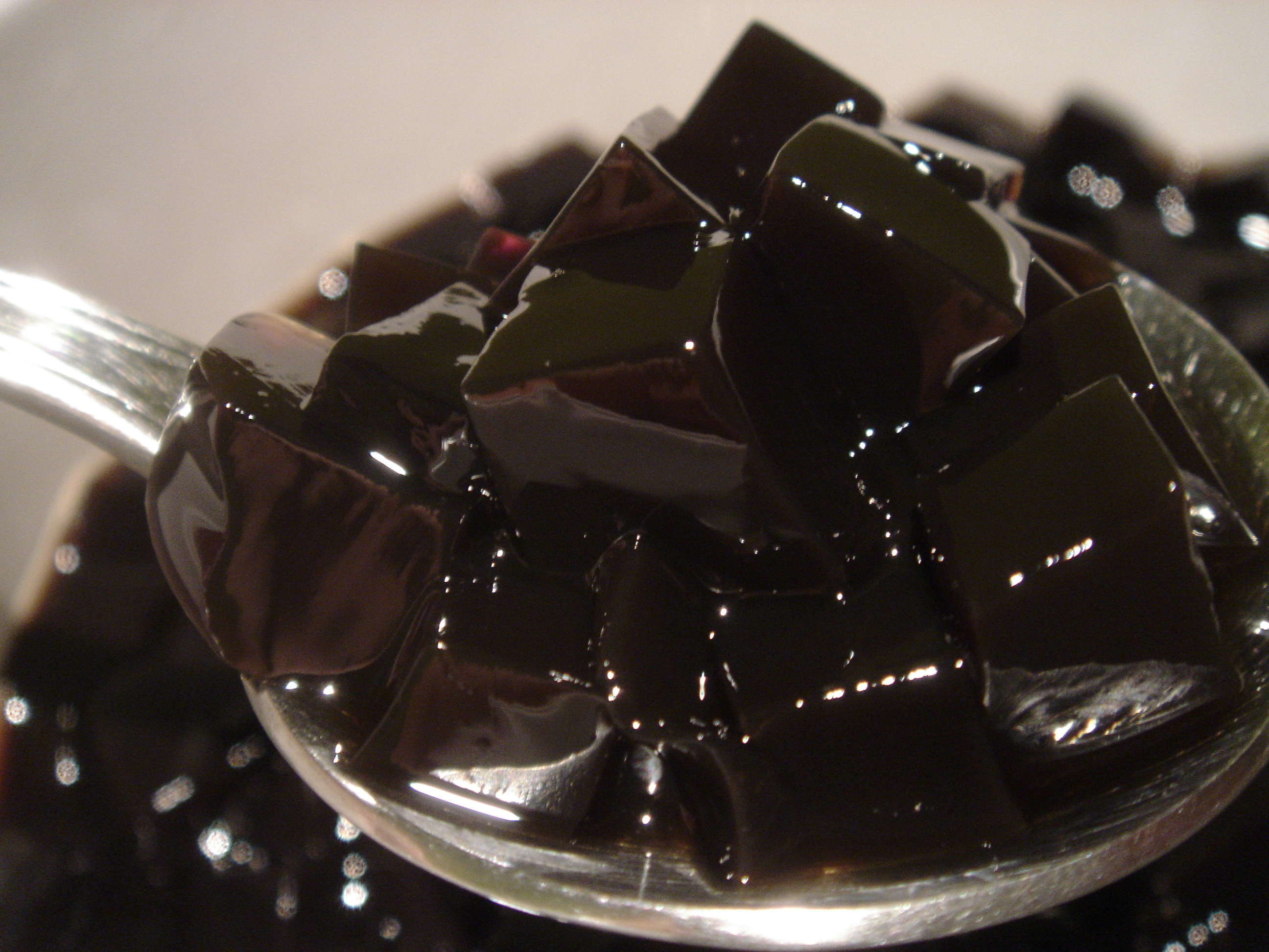 grass jelly (colloquially known as <i>chin chow</i>)